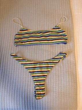 TRIANGL Terry Striped Two-Piece Swim Set - Multicolor